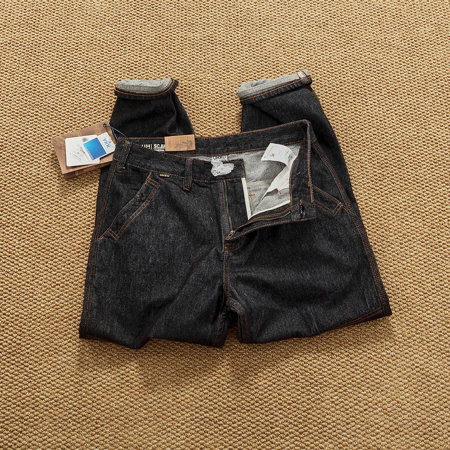 2025 Autumn New American Retro Heavyweight 3D cutting High-end Comfort Denim Men's Fashion Washed Straight Casual Tapered Jeans