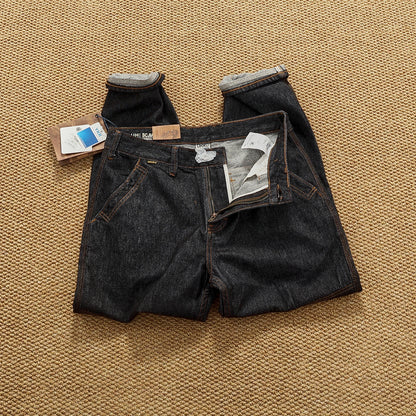 2025 Autumn New American Retro Heavyweight 3D cutting High-end Comfort Denim Men's Fashion Washed Straight Casual Tapered Jeans