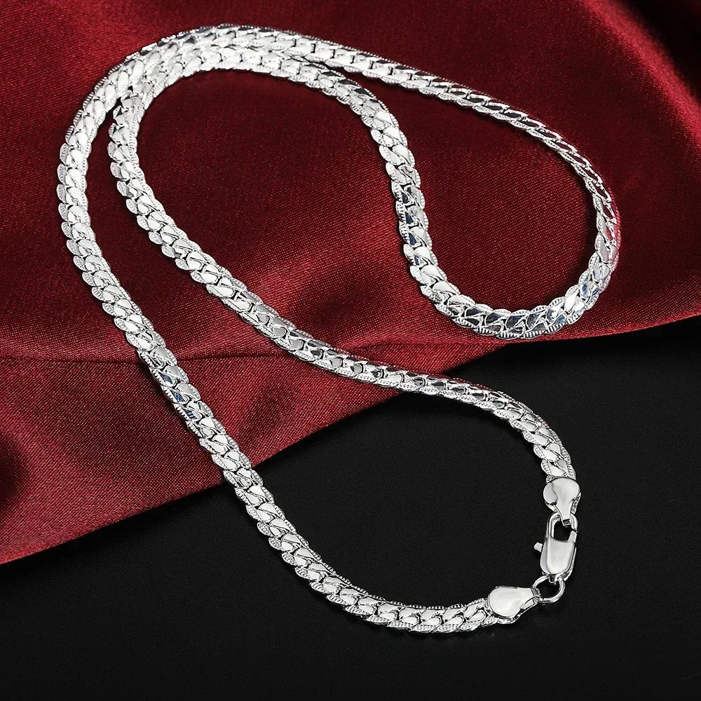 New arrive 925 Sterling Silver 6MM 18K Gold Full Sideways Figaro Chain Necklace For Woman Man Fashion Wedding designer Jewelry