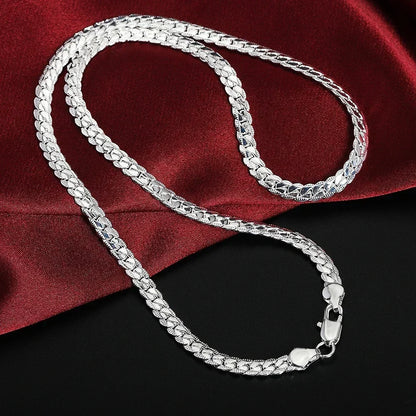 New arrive 925 Sterling Silver 6MM 18K Gold Full Sideways Figaro Chain Necklace For Woman Man Fashion Wedding designer Jewelry