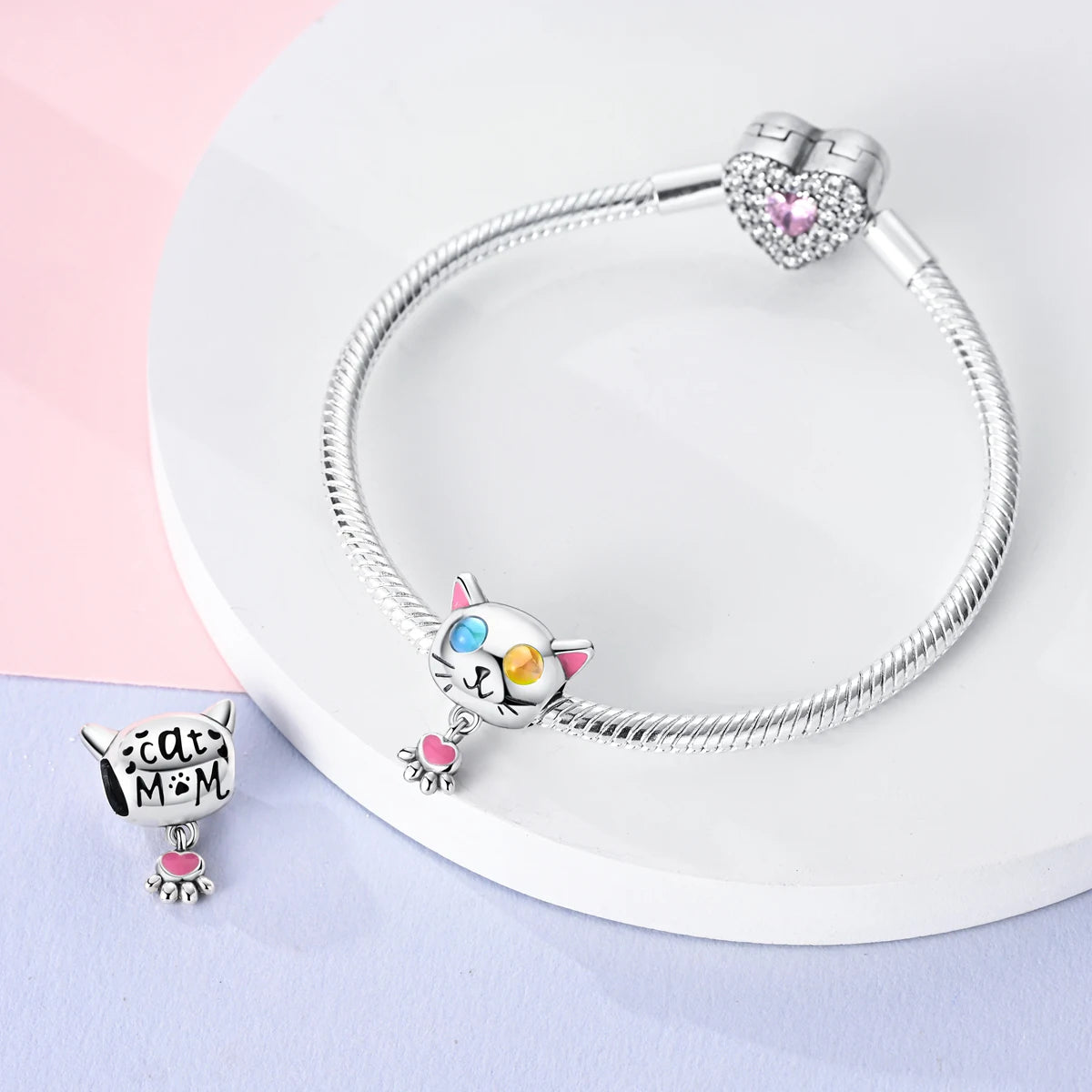 New Arrivals Silver Plated Cute Pet Moon Luminous Firefly Charms Fit Original Bangle Beads Pendent Dangle Bracelet DIY Jewelry