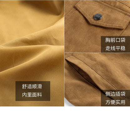 British Style Jacket Spring and Autumn Men's Casual Jacket Suede Trendy Button Up Jacket Casual Personality Men's New Clothing