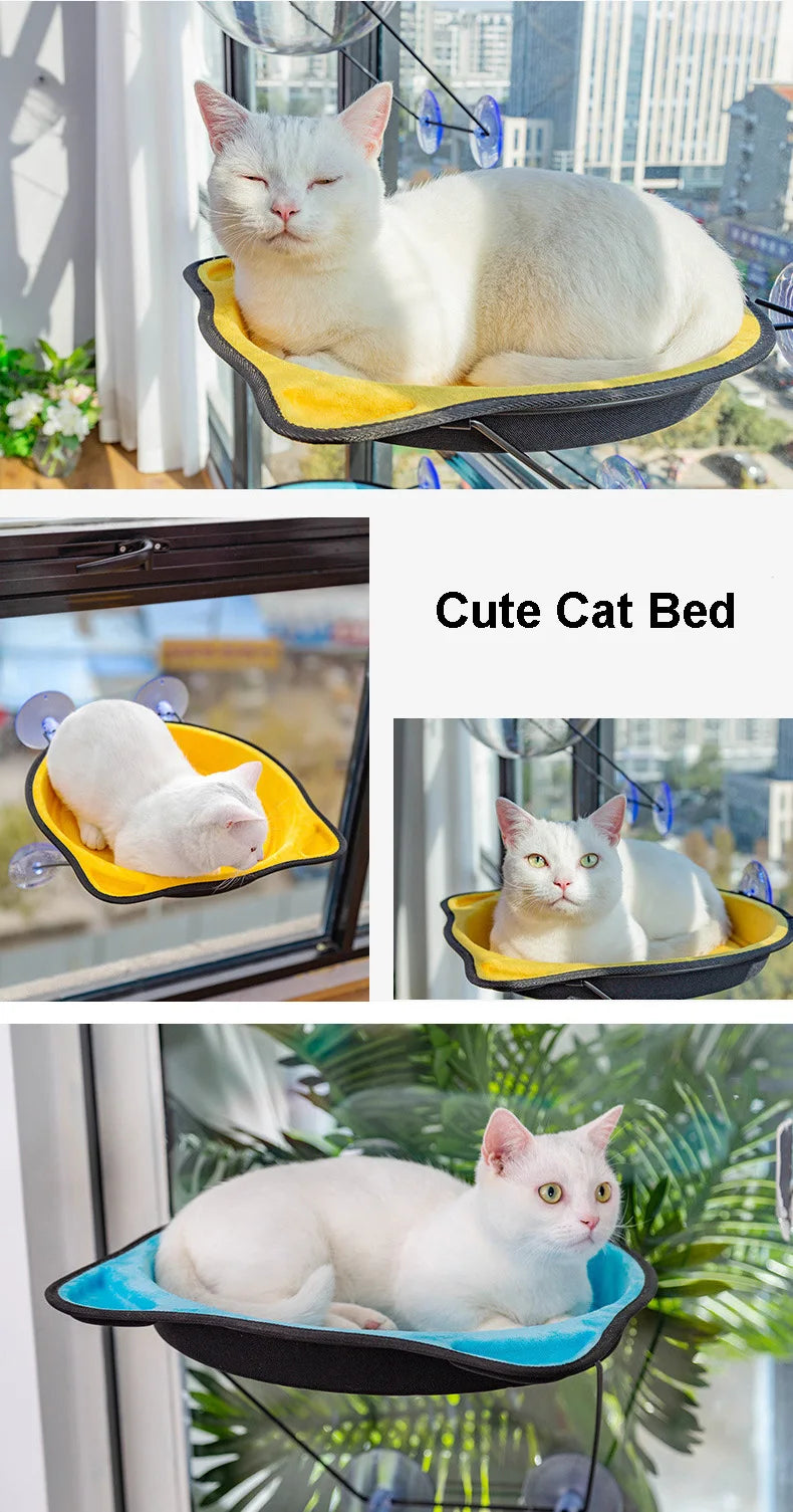 New Cat Window Hammock Climbing Frame Pet Kitty Hanging Sleeping Cats Bed Sunny Window Seat Nest Bearing 15kg Cat Accessories