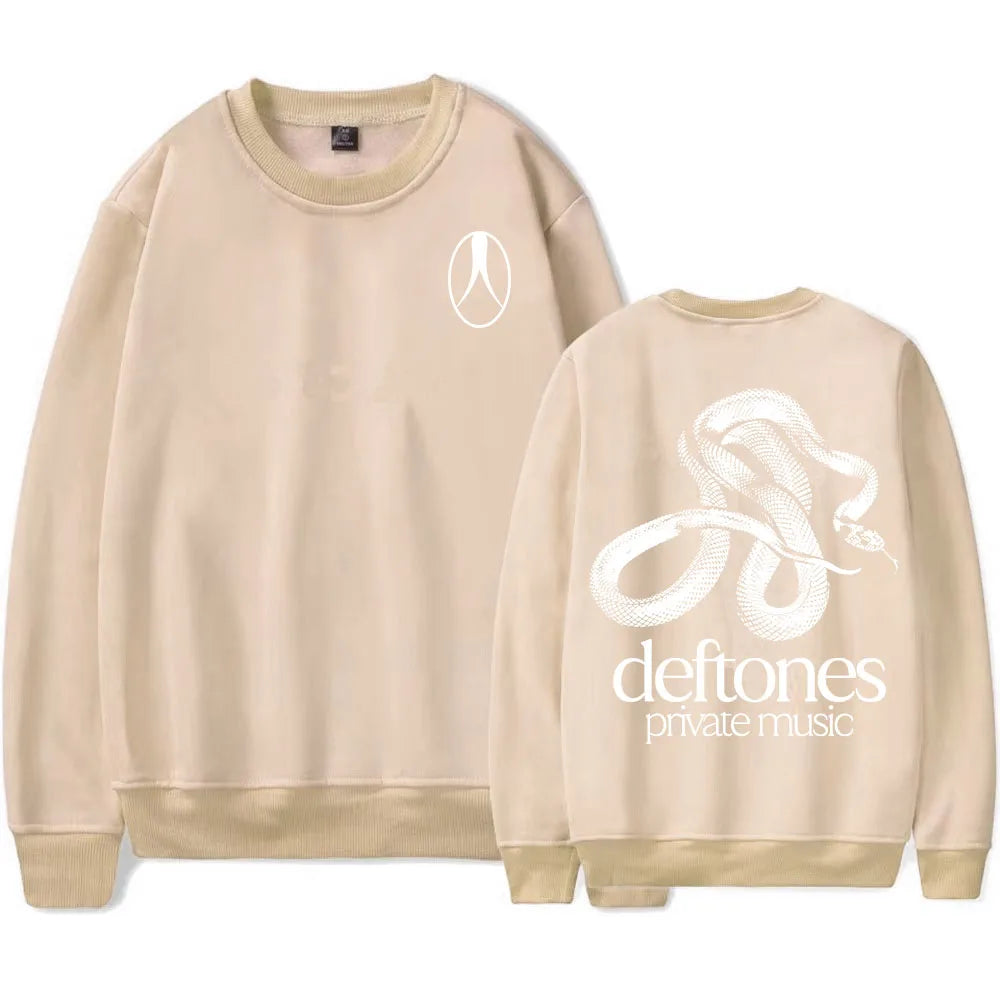 Private Music Tracklist Longsleeve Sweatshirt Deftones Rock Band Printing Hoodies Crewneck Casual Loose Autumn Pullovers Men Top