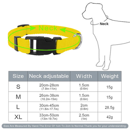 Collares de perro ajustables para perros pequeños, medianos y grandes, cinta de nailon delgada y hebilla de plástico de liberación rápida, accesorios para mascotas