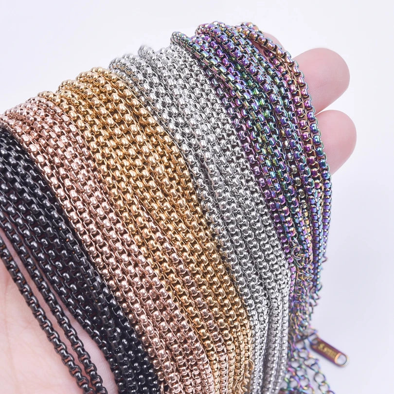 2/5pcs Rainbow Chain New Personalized Multiple Shape Designs Necklace Chains For Jewelry Making DIY 304 Stainless Steel Chains