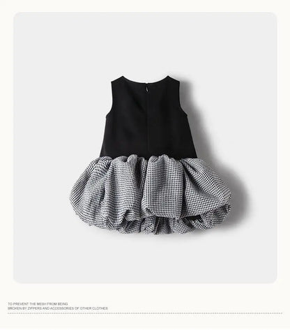 2025 Korea Girls Baby Summer Spring Autumn Dress Plaid Patchwork Casual Dresses Fashion Kids Children Clothes Vestidos
