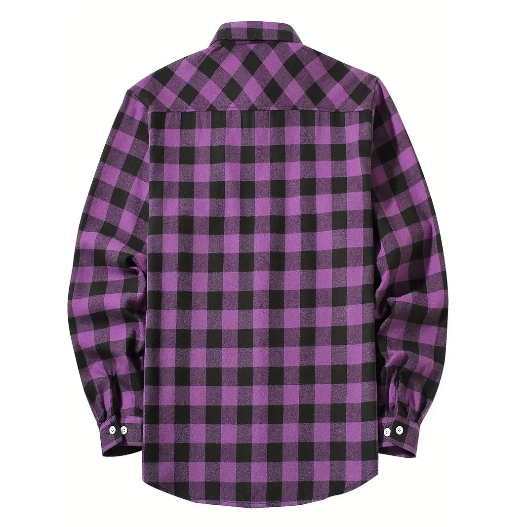 Camisas de hombre con un solo botón, clásicas a cuadros, informal elegante, camisa de franela de manga larga, dos bolsillos en el pecho, diseño de primavera otoño, tops para hombre
