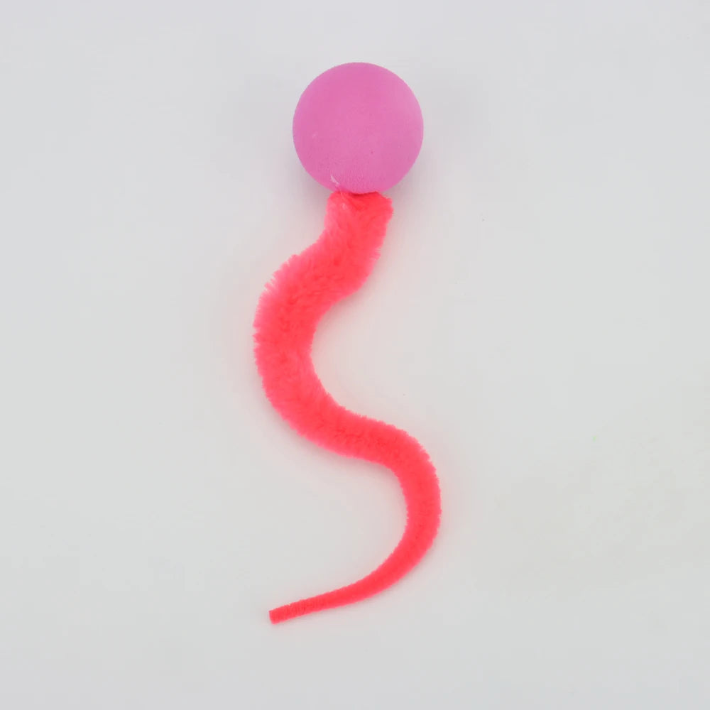 Plush Long Tail Ball Cat Toy Training Cat Interactive Ball Wood Ring Pet Toy