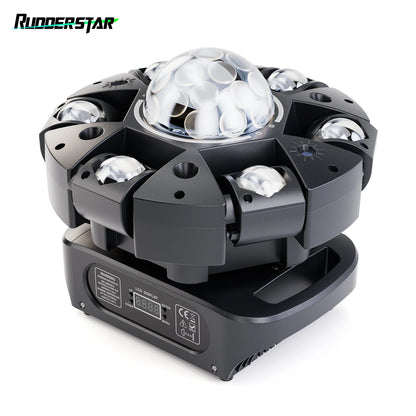 120W 6-Arm Beam Magic Ball Light RGBW Stage Effect Lighting Projector DMX Remote Control Strobe Lights for Party Club Bar Disco