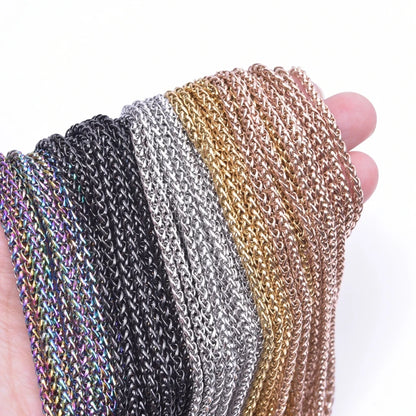 2/5pcs Rainbow Chain New Personalized Multiple Shape Designs Necklace Chains For Jewelry Making DIY 304 Stainless Steel Chains