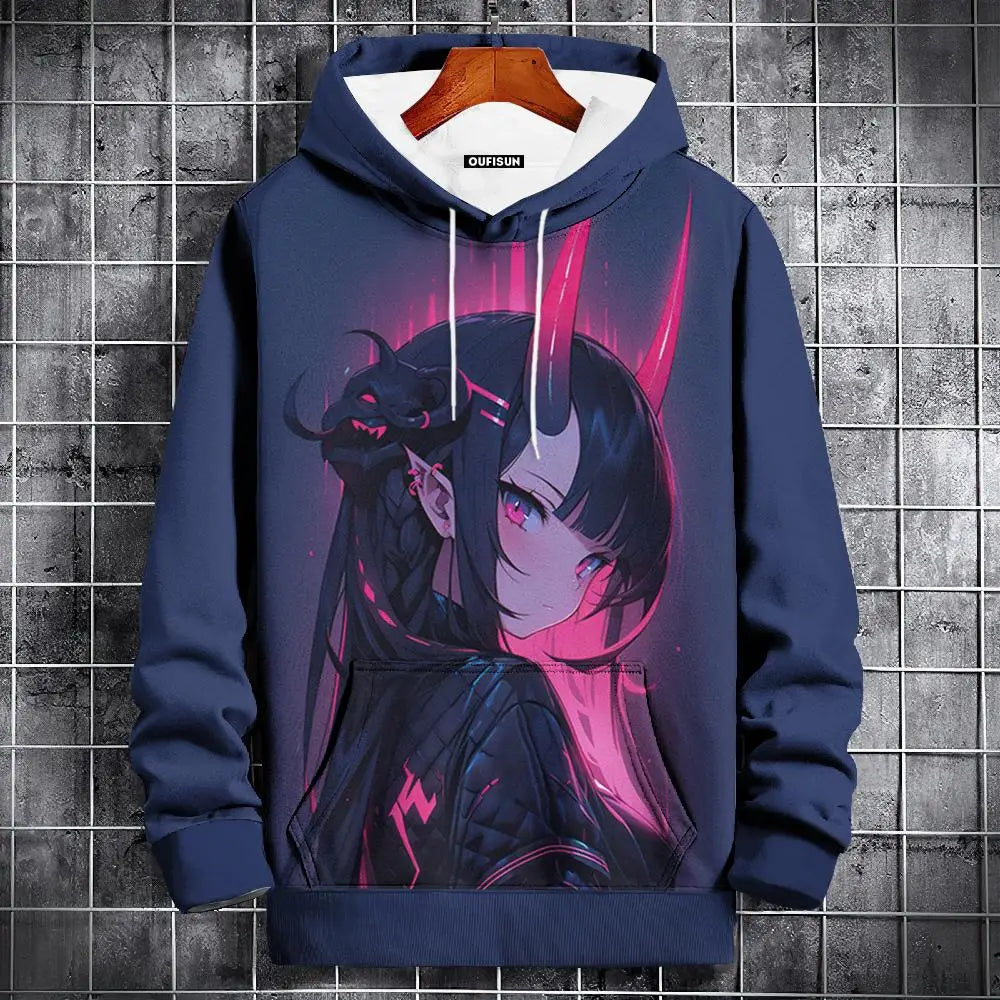Anime Hoodie Mens Fashion Sweatshirt Graphical Print Hip Hop Hoodies Streetwear Spring Autumn Hoody Oversized hoodies for men
