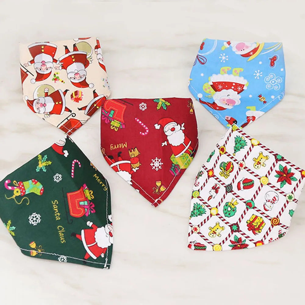 Pañuelos de Navidad para Perros, Árbol de Navidad y Papá Noel, Bufanda para Perros, para Niños y Niñas, Pañuelo de Fiesta para Gatos, Accesorios Navideños para Mascotas