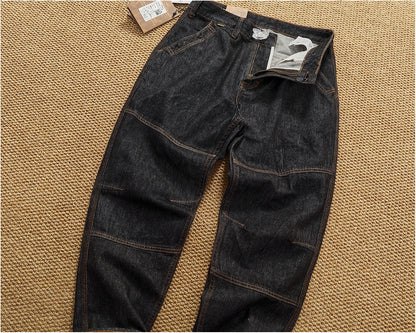 2025 Autumn New American Retro Heavyweight 3D cutting High-end Comfort Denim Men's Fashion Washed Straight Casual Tapered Jeans