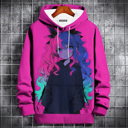 Anime Hoodie Mens Fashion Sweatshirt Graphical Print Hip Hop Hoodies Streetwear Spring Autumn Hoody Oversized hoodies for men