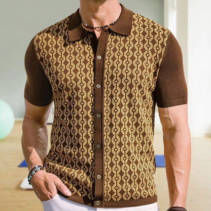 European Style Jacquard Polo Shirts Man Knitwear Business Casual Summer Coolness Quality Viscose Elastic Silky Camisas De Hombre