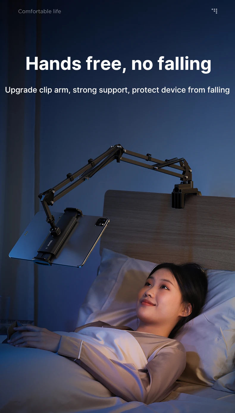 Ulanzi T2 Soporte de escritorio de metal con brazo largo, soporte para tablet de cama, soporte perezoso de escritorio, soporte para iPad, smartphone, brazo articulado para micrófono