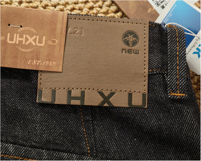 2025 Autumn New American Retro Heavyweight 3D cutting High-end Comfort Denim Men's Fashion Washed Straight Casual Tapered Jeans