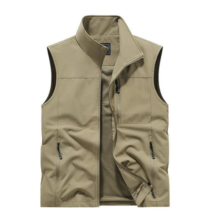 Chalecos cargo de verano para hombre, finos, de malla transpirable, chalecos sin mangas para escalar, chaquetas, ropa deportiva masculina, chalecos informales 6XL