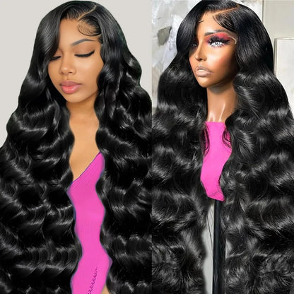 180% Density Body Wave 13x4 HD Transparent Lace Front Wig  Human Hair 40 Inch 13x6 Lace Frontal Human Hair Wigs Pre Plucked