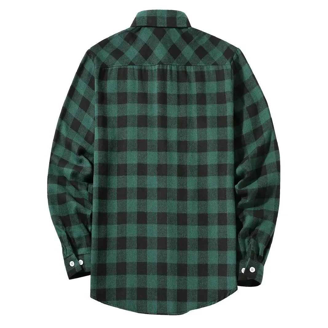 Camisas de hombre con un solo botón, clásicas a cuadros, informal elegante, camisa de franela de manga larga, dos bolsillos en el pecho, diseño de primavera otoño, tops para hombre