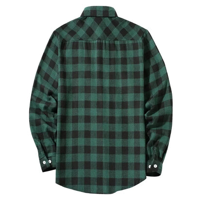 Camisas de hombre con un solo botón, clásicas a cuadros, informal elegante, camisa de franela de manga larga, dos bolsillos en el pecho, diseño de primavera otoño, tops para hombre