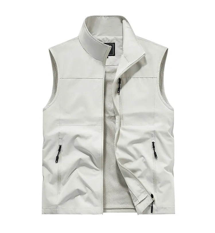 Chalecos cargo de verano para hombre, finos, de malla transpirable, chalecos sin mangas para escalar, chaquetas, ropa deportiva masculina, chalecos informales 6XL