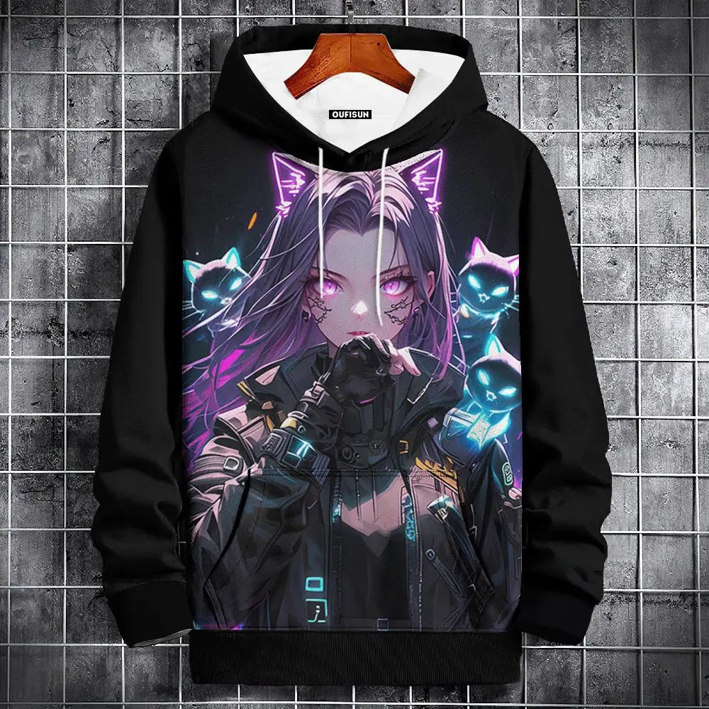 Anime Hoodie Mens Fashion Sweatshirt Graphical Print Hip Hop Hoodies Streetwear Spring Autumn Hoody Oversized hoodies for men