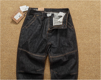 2025 Autumn New American Retro Heavyweight 3D cutting High-end Comfort Denim Men's Fashion Washed Straight Casual Tapered Jeans