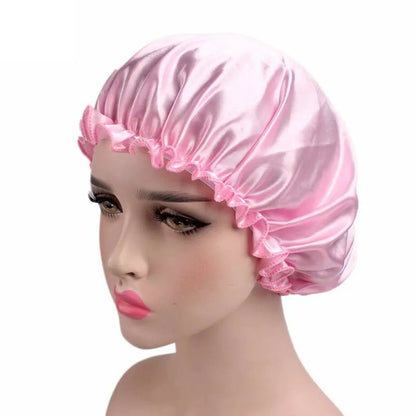 New Satin Hair Cap for Sleeping Invisible Flat Imitation Silk Round Haircare Women Headwear Ceremony Adjusting Button Night Hat