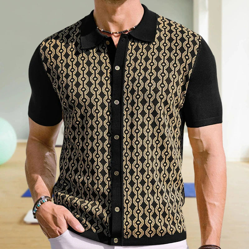 European Style Jacquard Polo Shirts Man Knitwear Business Casual Summer Coolness Quality Viscose Elastic Silky Camisas De Hombre