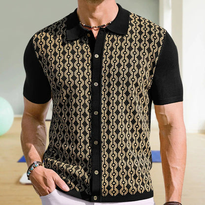 European Style Jacquard Polo Shirts Man Knitwear Business Casual Summer Coolness Quality Viscose Elastic Silky Camisas De Hombre