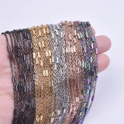 2/5pcs Rainbow Chain New Personalized Multiple Shape Designs Necklace Chains For Jewelry Making DIY 304 Stainless Steel Chains