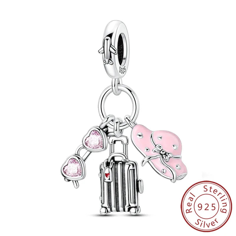 New 925 Sterling Silver Charms Bead Penguin Owl Bow Heart Charm Fit Original Pendant Bracelet Jewelry Making For Women Gift