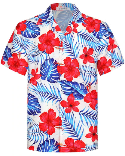 Summer Fashion Mens Hawaiian Shirts Short Sleeve Button Coconut Tree Printed Casual Beach Aloha Shirt Plus Size 6XL Hombre Ropa