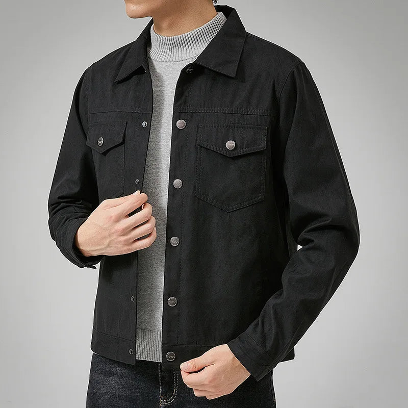 British Style Jacket Spring and Autumn Men's Casual Jacket Suede Trendy Button Up Jacket Casual Personality Men's New Clothing