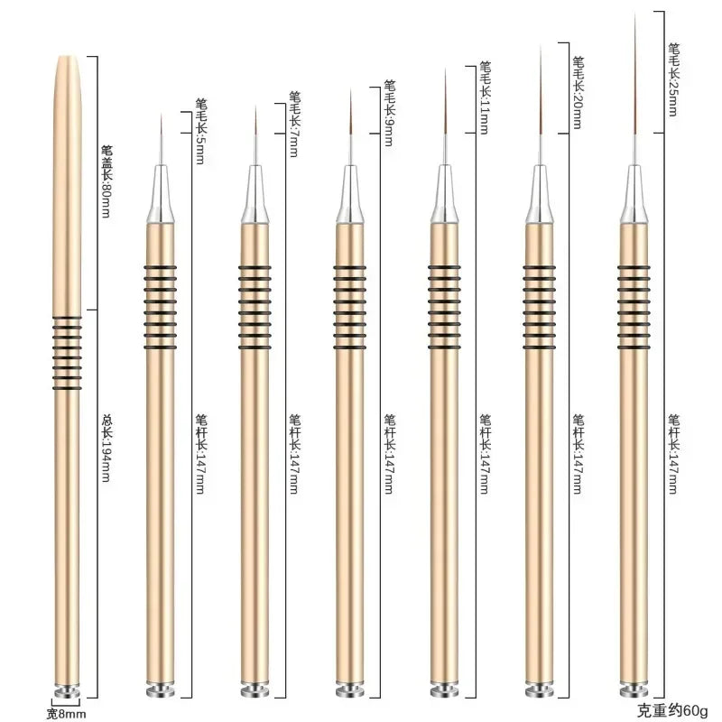Nails Art Liner Brushes Elongated Lines Striping Drawing Painting  6/9/12/15/18mm Design Pen Professional Manicure Tool New