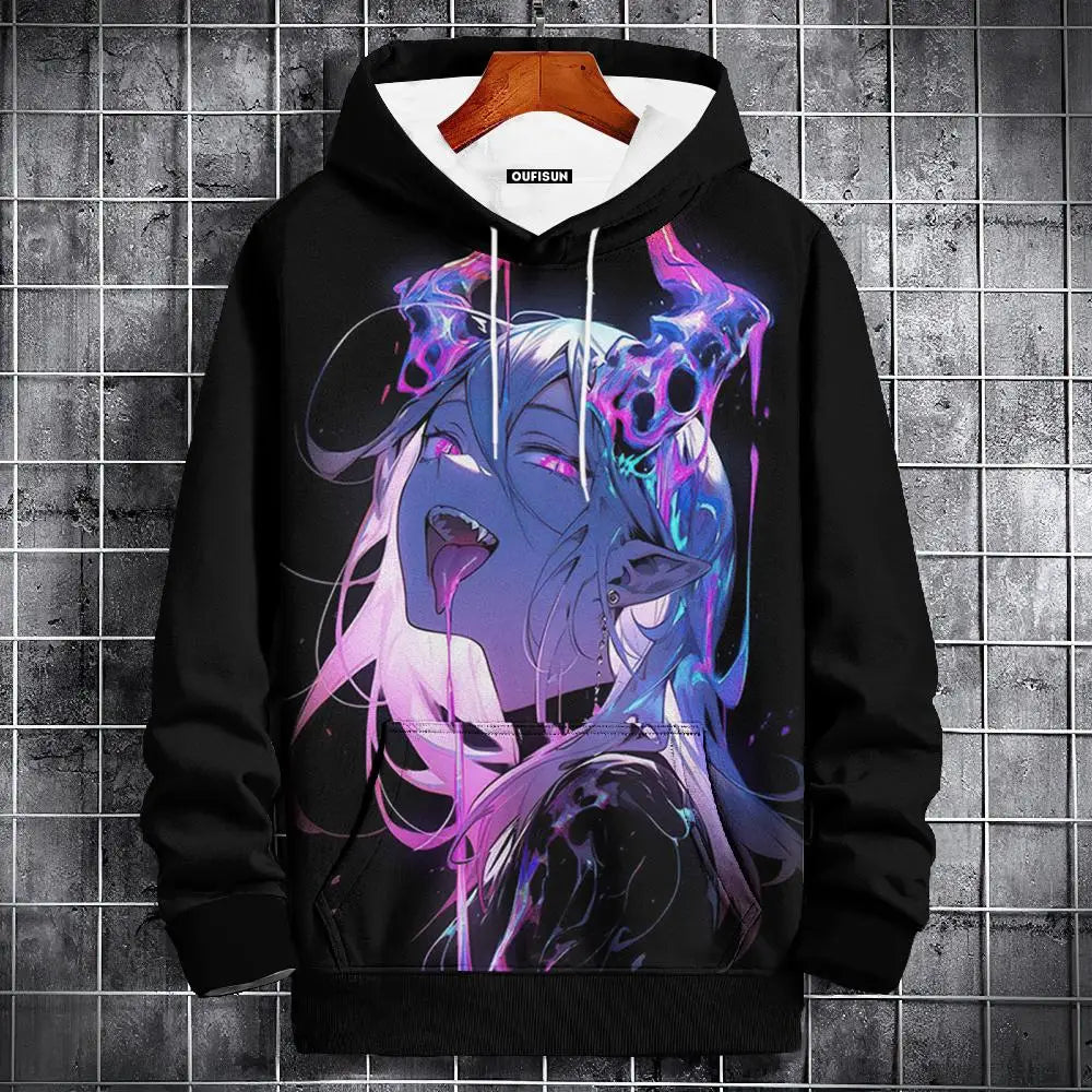 Anime Hoodie Mens Fashion Sweatshirt Graphical Print Hip Hop Hoodies Streetwear Spring Autumn Hoody Oversized hoodies for men
