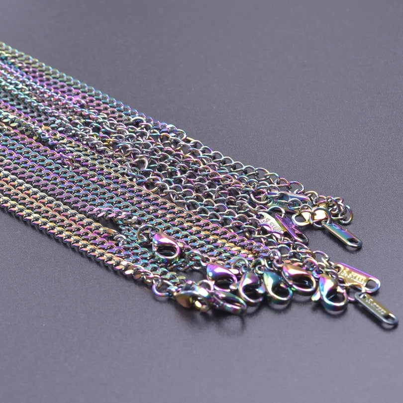 2/5pcs Rainbow Chain New Personalized Multiple Shape Designs Necklace Chains For Jewelry Making DIY 304 Stainless Steel Chains