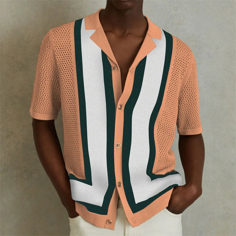 European Style Jacquard Polo Shirts Man Knitwear Business Casual Summer Coolness Quality Viscose Elastic Silky Camisas De Hombre