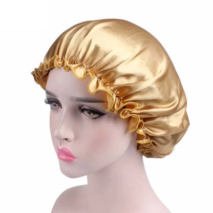New Satin Hair Cap for Sleeping Invisible Flat Imitation Silk Round Haircare Women Headwear Ceremony Adjusting Button Night Hat