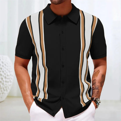 European Style Jacquard Polo Shirts Man Knitwear Business Casual Summer Coolness Quality Viscose Elastic Silky Camisas De Hombre