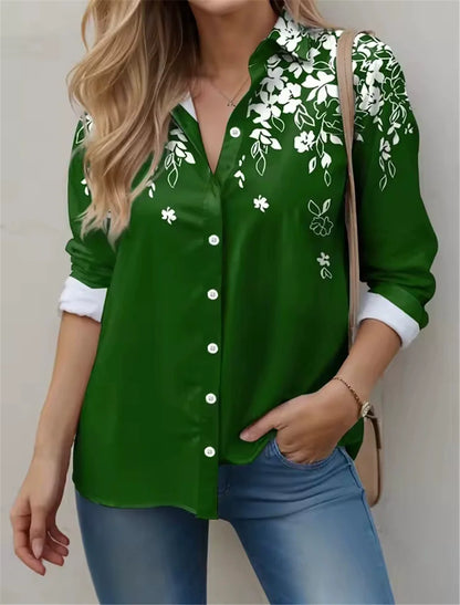 Fashion Floral Pattern Women Long Sleeve Shirts Autumn New Flower 3D Printed Street Ladies Blouse All Season  Casual Shirt