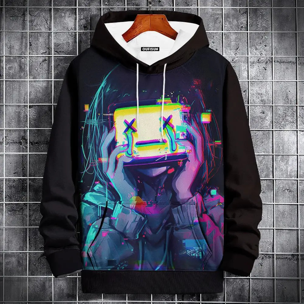 Anime Hoodie Mens Fashion Sweatshirt Graphical Print Hip Hop Hoodies Streetwear Spring Autumn Hoody Oversized hoodies for men
