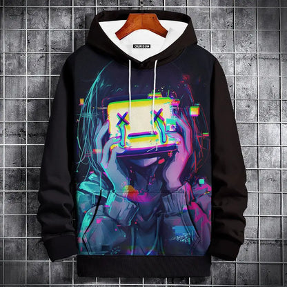 Anime Hoodie Mens Fashion Sweatshirt Graphical Print Hip Hop Hoodies Streetwear Spring Autumn Hoody Oversized hoodies for men