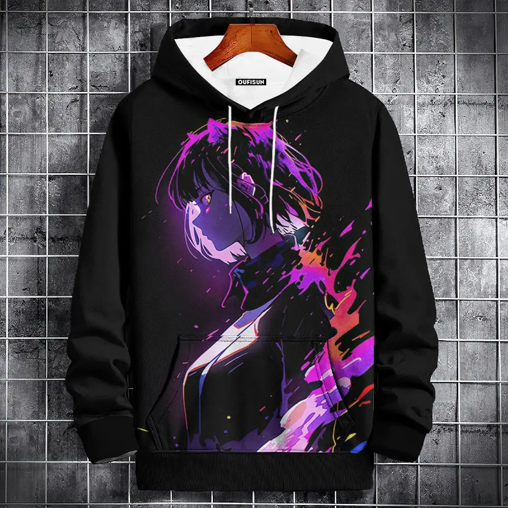 Anime Hoodie Mens Fashion Sweatshirt Graphical Print Hip Hop Hoodies Streetwear Spring Autumn Hoody Oversized hoodies for men