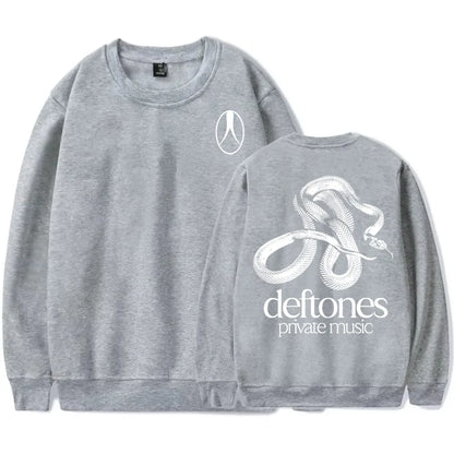 Private Music Tracklist Longsleeve Sweatshirt Deftones Rock Band Printing Hoodies Crewneck Casual Loose Autumn Pullovers Men Top