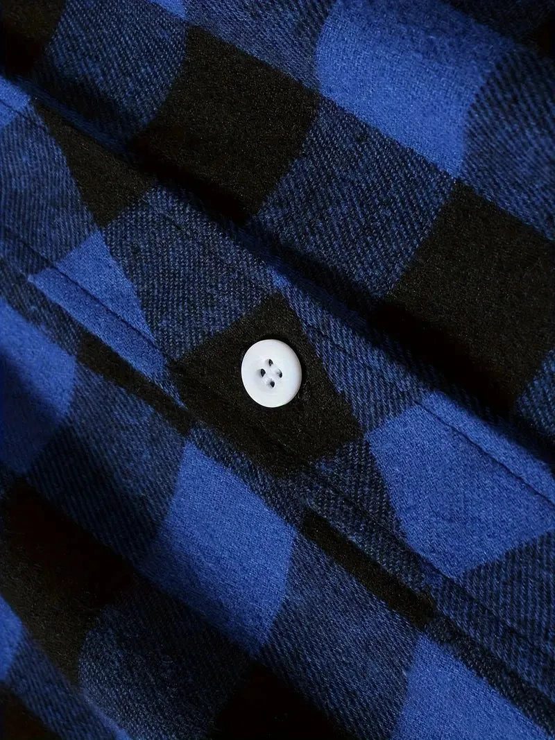 Camisas de hombre con un solo botón, clásicas a cuadros, informal elegante, camisa de franela de manga larga, dos bolsillos en el pecho, diseño de primavera otoño, tops para hombre