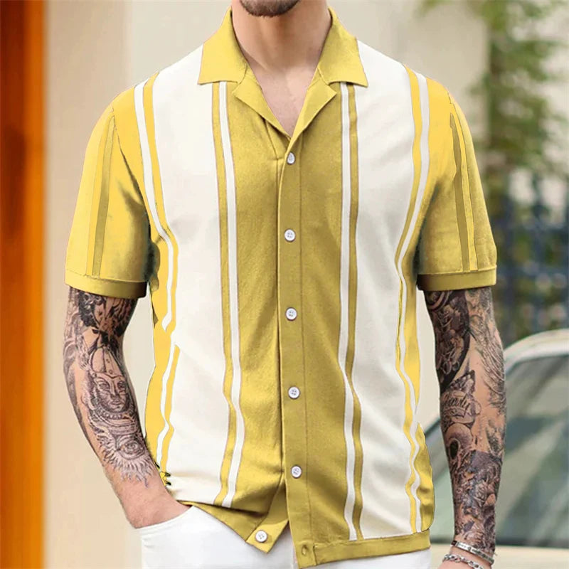 European Style Jacquard Polo Shirts Man Knitwear Business Casual Summer Coolness Quality Viscose Elastic Silky Camisas De Hombre