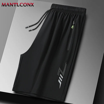New Summer Casual Shorts Men Boardshorts Breathable Beach Shorts Elastic Jogging Running Sports Men's Short Pants Zipper Pockets